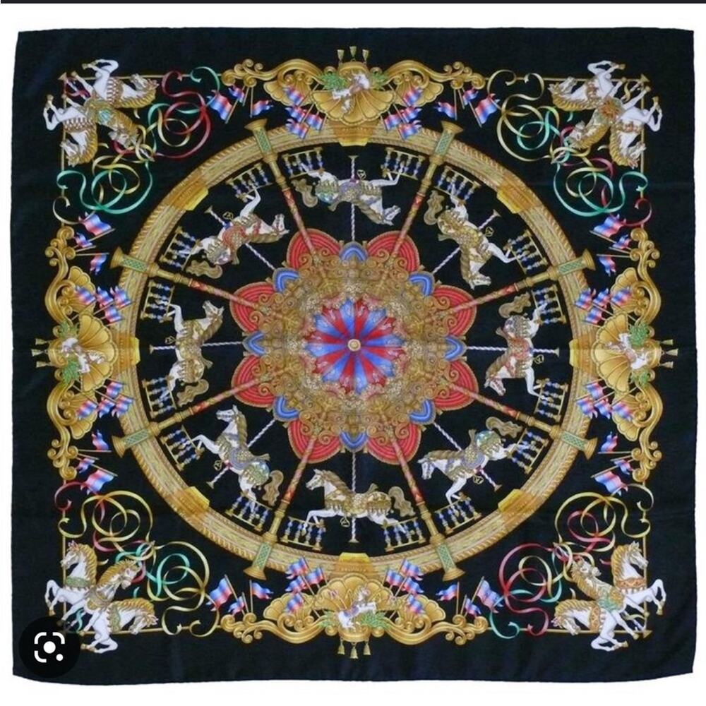 Hermès‎ Silk Jacquard Carre Scarf “Luna Park” by Joachim Metz